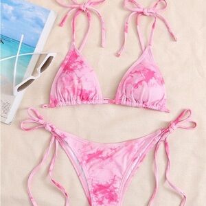 Zaful Pink Tie Dye Bikini